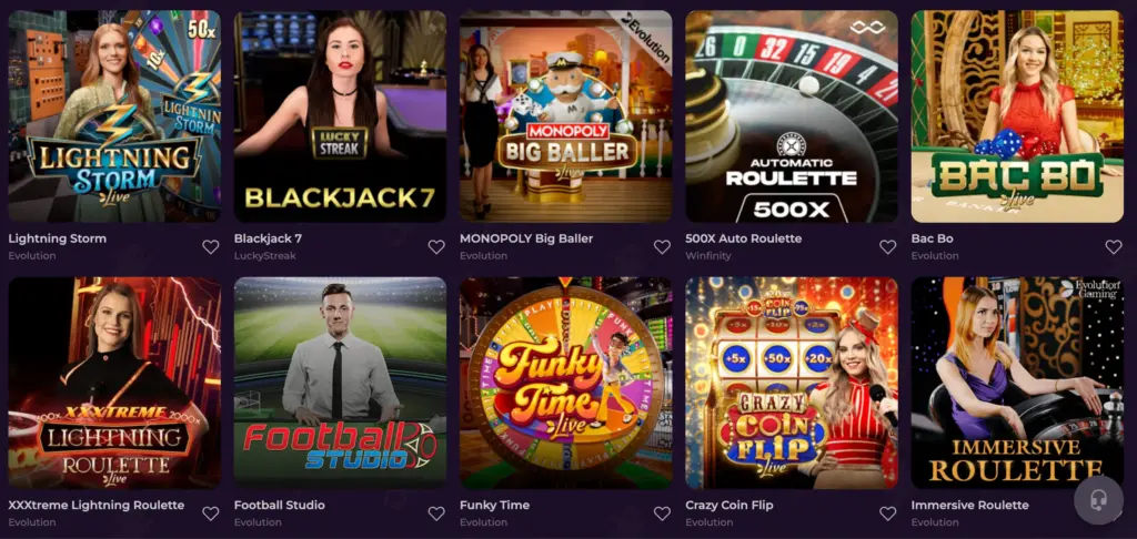 Overzicht van populaire live casinospellen zoals roulette, blackjack en game shows